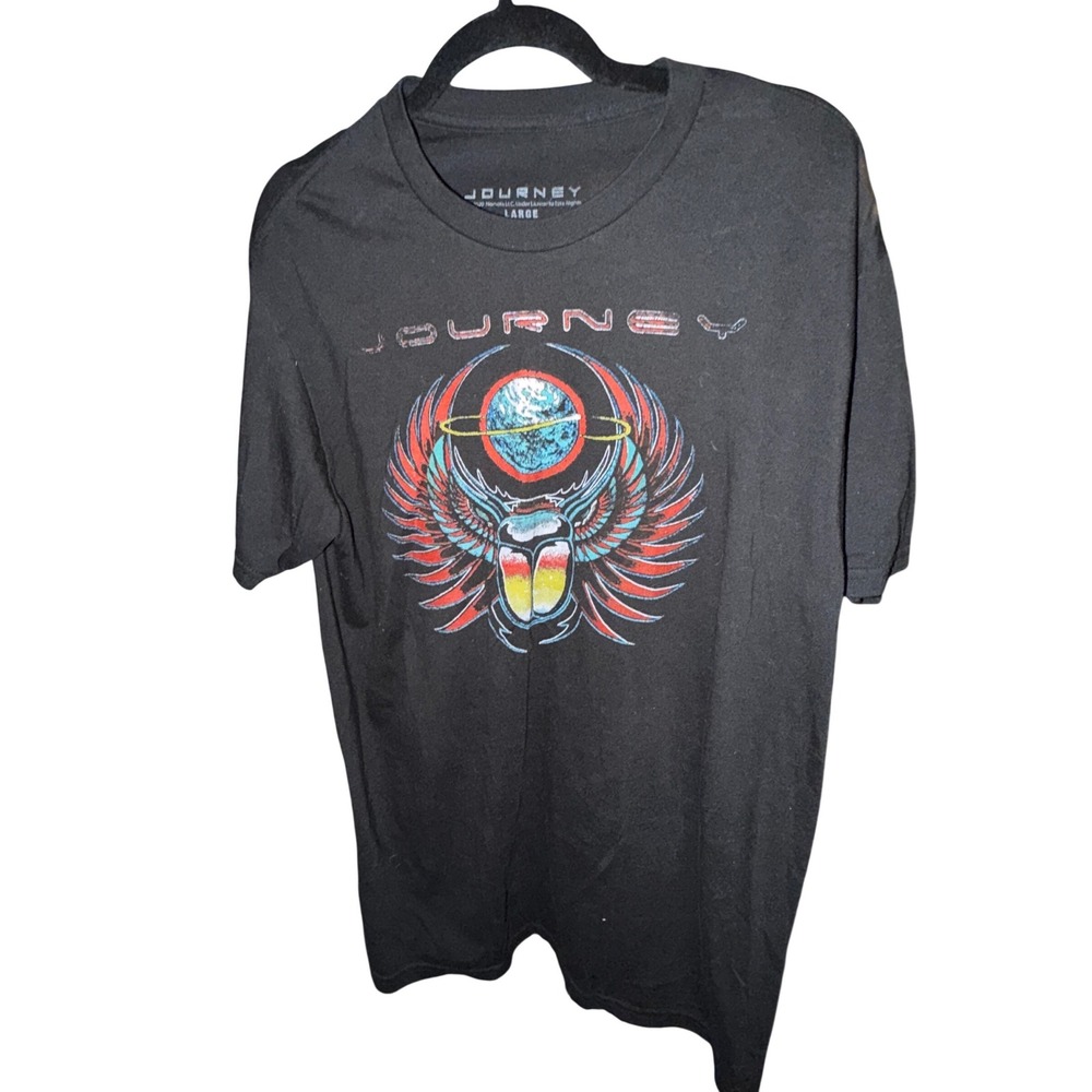 Journey Graphic Tee‎ Mens Large Black Excellent Scarab Wings Band Shirt